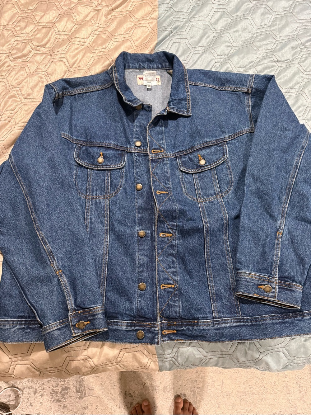 Vintage Wrangler Rugged Wear Denim Jean Trucker Jacket Coat Mens Size 3XL